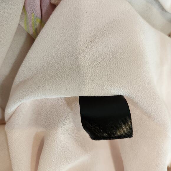 Cynthia Rowley Long Sleeve High Neck Tiered Floral Ruffle Shift Dress Pink Sze 6 - Picture 11 of 11